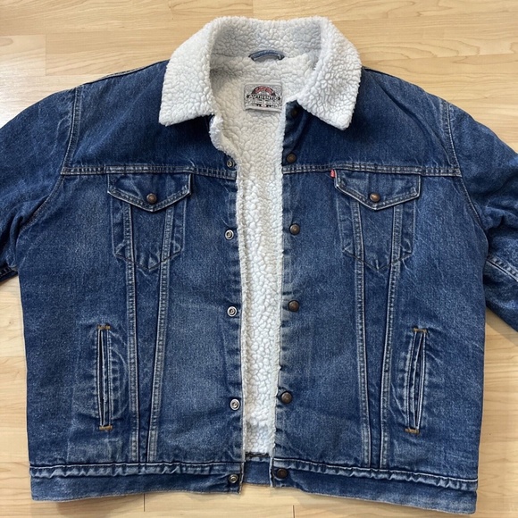 Levi's Authentic Sherpa Lined Denim Jacket VTG 1990’s Men's 50 L Made USA - Picture 4 of 13